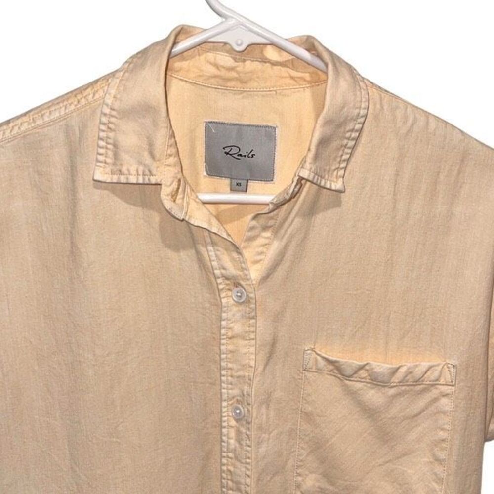 Rails Lex Top Button Down Short‎ Sleeve Peach Aci… - image 3
